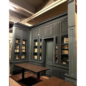 Grande libreria a parete completa di porta, epoca '800