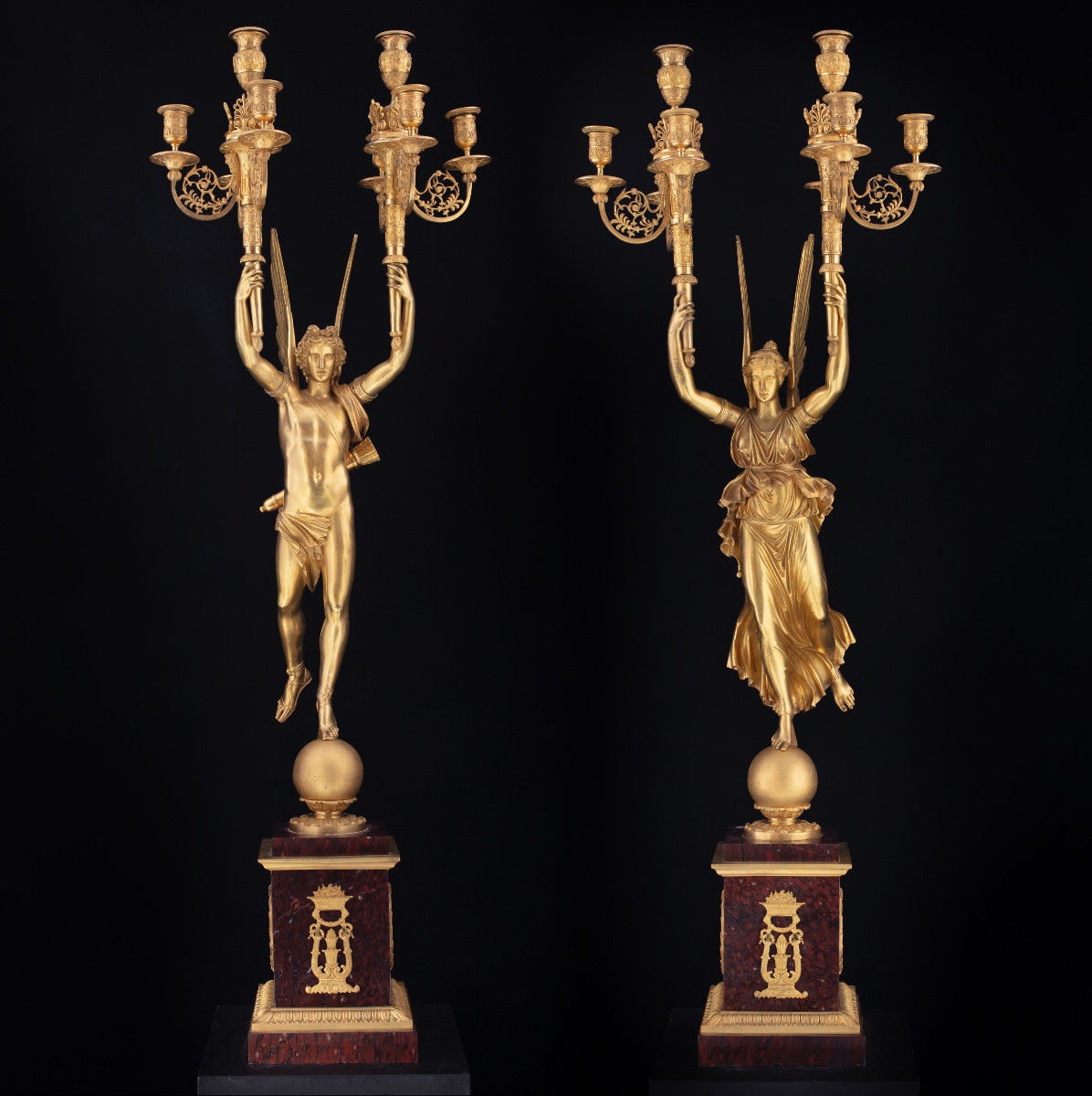 COPPIA DI CANDELABRI IN BRONZO DORAATO-photo-2