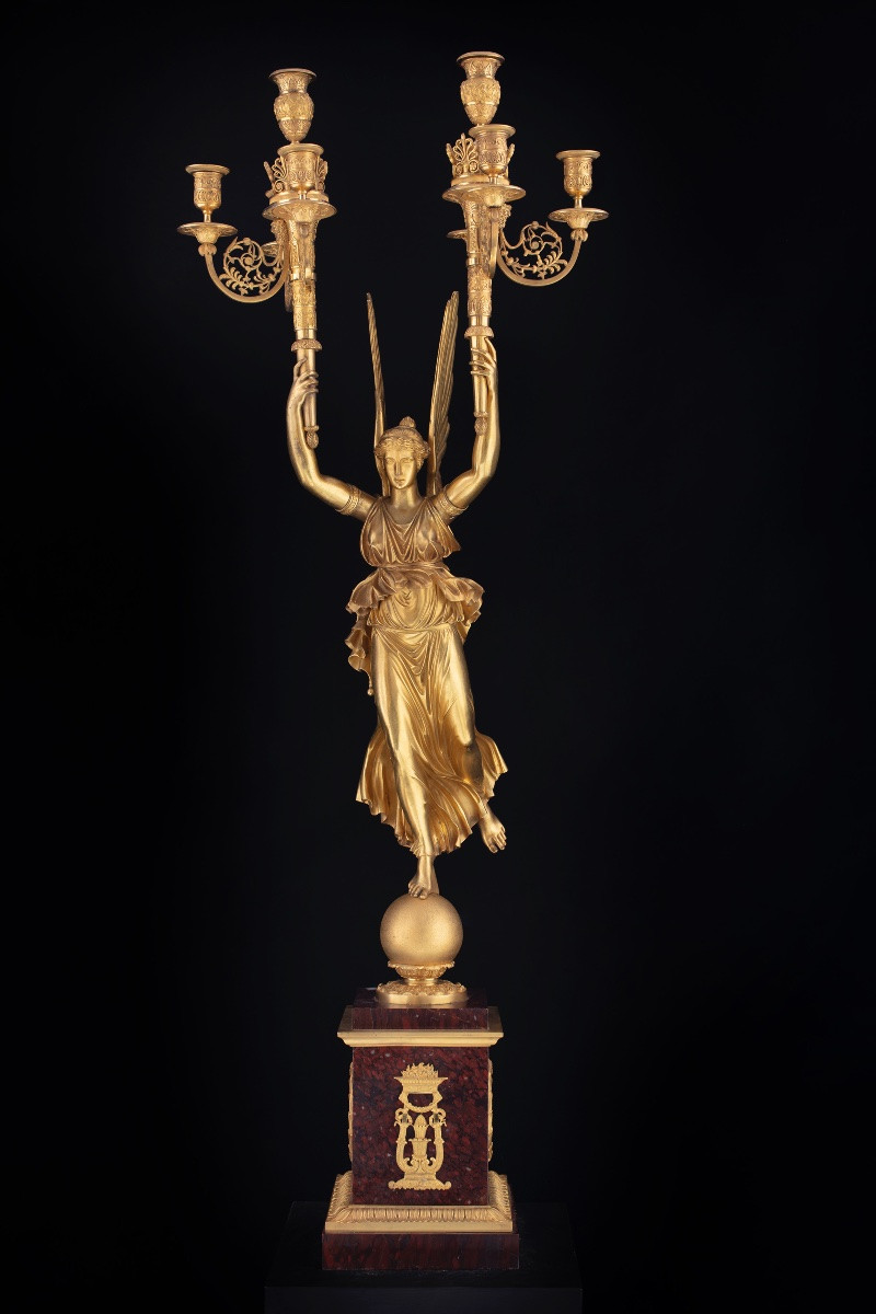 COPPIA DI CANDELABRI IN BRONZO DORAATO-photo-4