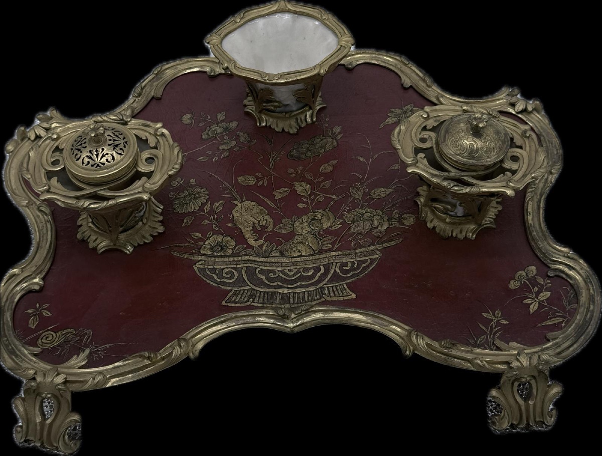 calamaio in bronzo e lacca di cina