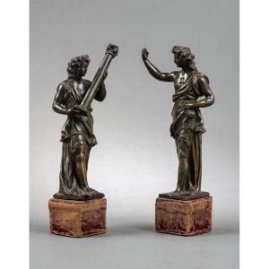 Pair Of Angels Carrying The Instruments Of The Passion, Bronze, Venice, Late 16th Century