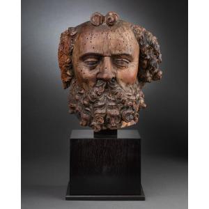 Head Of Saint Peter - Polychrome Wood, Upper Rhine, Early 16th Century