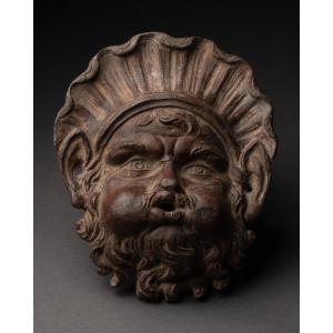 Painted Lead Fountain Mouth From The Louis XIV Period