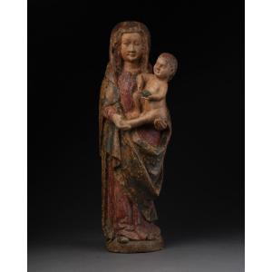 Polychrome Wooden Virgin, Probably Burgundy – Mid-15th Century