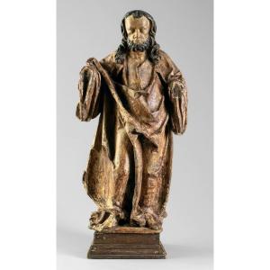 Polychrome Walnut Apostle - Flanders, 15th Century
