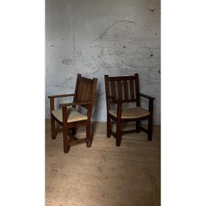 Pair Of Oak Armchairs