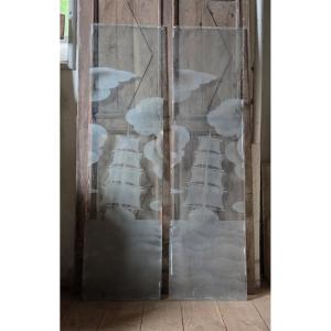 Pair Of Acid-etched Bistro Panels