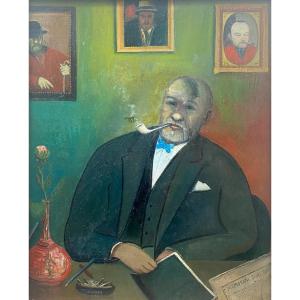 Fritz Vanderpyl, Poète And Art Critic,  1950 By Ferdinand Desnos Art Native Outsider Art