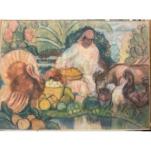 The Market And The Turkey / School Of Algiers / Augustin Ferrando