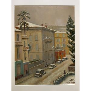 Nice, A Snowy Day / Emile Lejeune / 1956