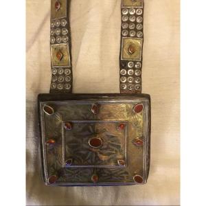 Beautiful Set Of 4 Traditional Turkmen Jewelry-carnelian-20th Century-approximately 1kg Solid Silver