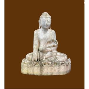 Large White Marble Buddha - Burma 19th Century - Asia