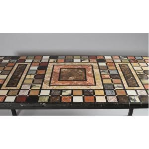 Italian Marble Marquetry Dining Table - Circa 1970