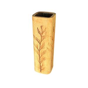 Stoneware Vase With Herbarium Decoration By Raymonde Leduc, Vallauris, 1960s