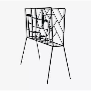 Black Metal Magazine Rack, France, 1950s