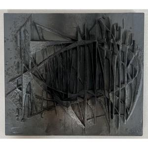 Fireplace Backplate By Designer F. Loriot For The Stern Foundry, France, 1970s