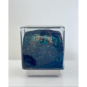 Large Cubic Table Lamp In Murano Glass By Limburg, Germany, 1970s