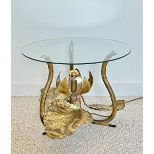 "water Lilies" Illuminated Coffee Table, Maison Honoré, Paris, France, 1970s