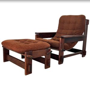 Scandinavian Oak Armchair And Ottoman, 60s