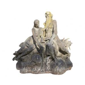 Important Marble Statuary Group Depicting River Gods.