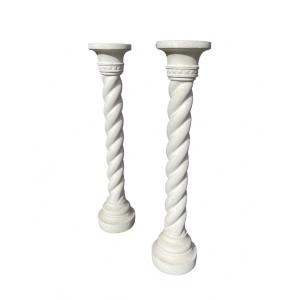 Pair Of Solomonic Plaster Columns.