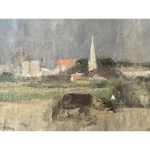 Henry Déziré - Paysage Au Clocher. 