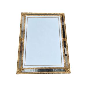 Important Pareclosed Mirror In Golden Wood - H.161 Cm.