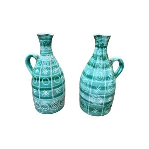 Robert Picault - Pair Of Jugs - H.22 Cm.