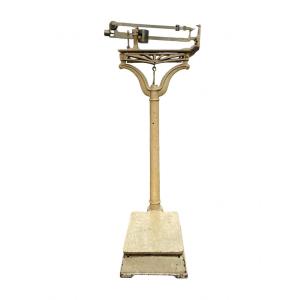 Establishment Janodet - Cream Lacquered Metal Personal Scale With Radiant Decor - High; : 120 Cm