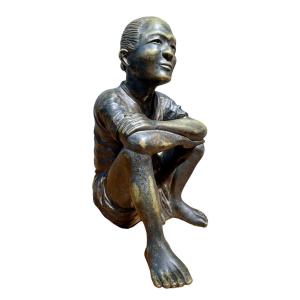 Indochina - Bronze Subject With Brown Patina, C. 1930 - High. : 21 Cm.