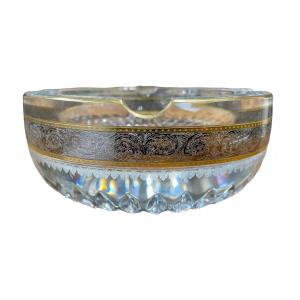 Saint-louis - Important Crystal Ashtray, Thistle Gold Model, Perfect Condition. - Diameter: 14.7 Cm.