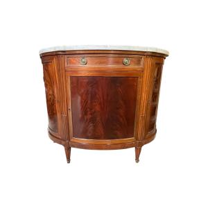 Louis XVI Style Mahogany Half-moon Chest Of Drawers - Width. 128 Cm.