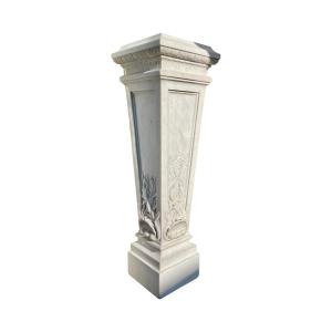 Important Stand, Column, In Finely Carved Carrara Marble - Height: 142 Cm. 
