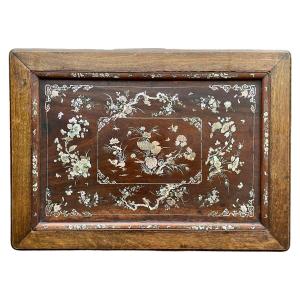 Important Decorative Panel In Ironwood And Mother-of-pearl, Indochina / Vietnam, 19th Century - Height: 82 Cm.