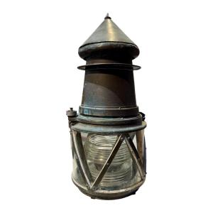 Important Lighthouse, Estuary Signal Light, Bronze And Glass Lantern - Height 72 Cm. 