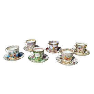 Lomonosov Imperial Manufactory - Set Of Six Coffee Cups And Saucers. 