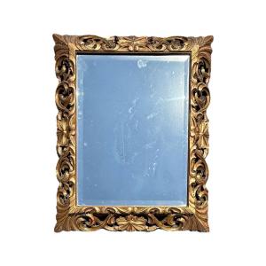 Large Gilded Wood Mirror - Height 113 Cm. 