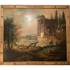 Large Painting Of Neapolitan Ruin, Follower Of Hubert Robert