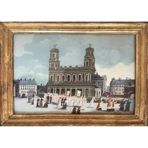 Procession In Front Of The Church Of Saint Sulpice In Paris