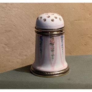 Painted Porcelain And Vermeil Shaker