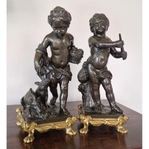 Walter Pompé (1703-1777) “two Cupids” In Bronze.