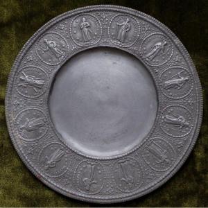 Pewter Paten With 12 Apostles - Nuremberg 17th Century