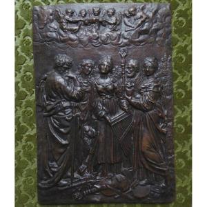 The Ecstasy Of Saint Cecilia - Bronze Plaque, Italy, 17th Century - Large Plaquette