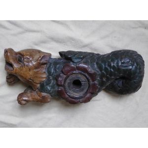 Polychrome Carved Walnut Barrel Lock - Alsace, 17th Or 18th Century - Barrel Bar