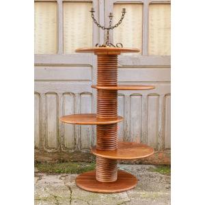 Antique Brutalist Oak Wood Display Table By Charles Dudouyt, Vintage Reconstruction