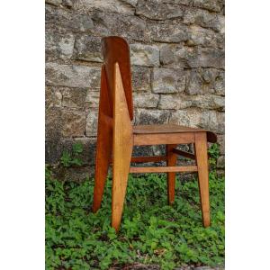 Rare Vintage Jean Prouvé All-wood Chair From The Vauconsant Factory.