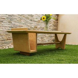 Vintage Coffee Table Designed By Guillerme And Chambron, Thibault Model, Light Solid Oak