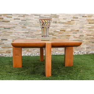 Rare Elm Coffee Table Luigi Gorgoni Brutalist Vintage Italian Design