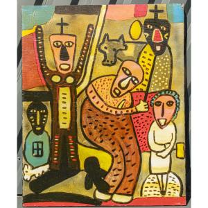 Large Oil On Canvas Signed Jean Marie Gauthier, Contemporary Abstract Art