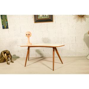 Rare Kidney-shaped Side Table/desk By Designer Georg Satink, Vintage Design